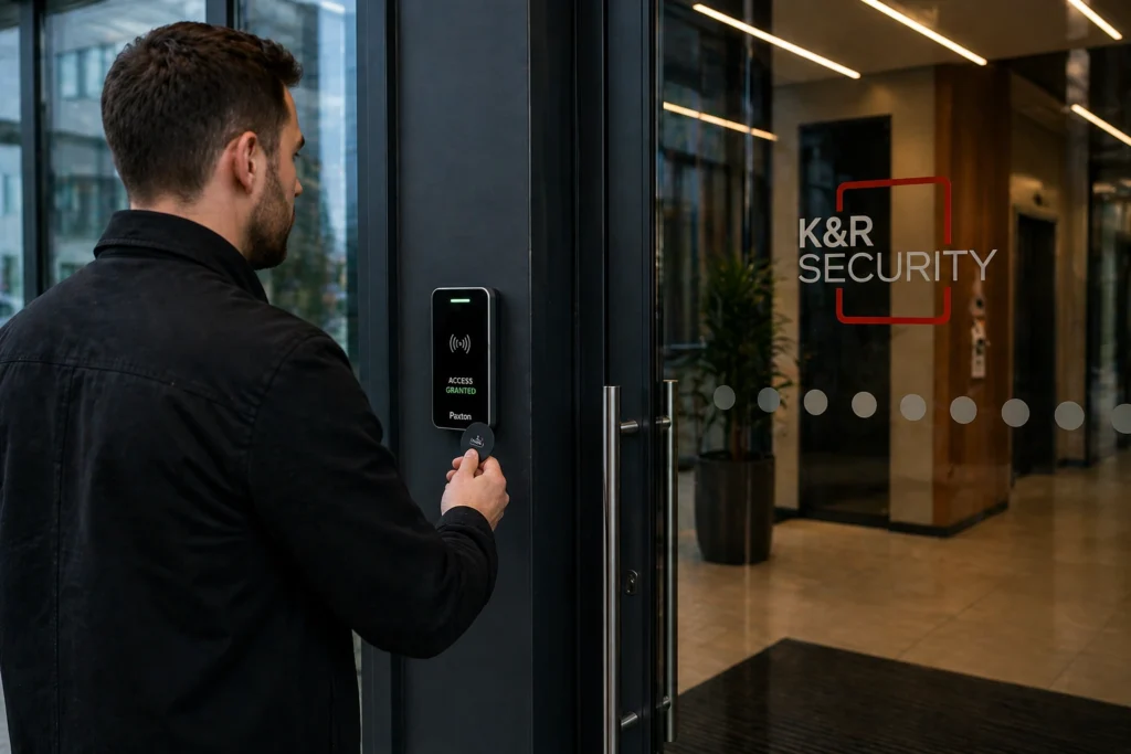 modern office entrance with access control